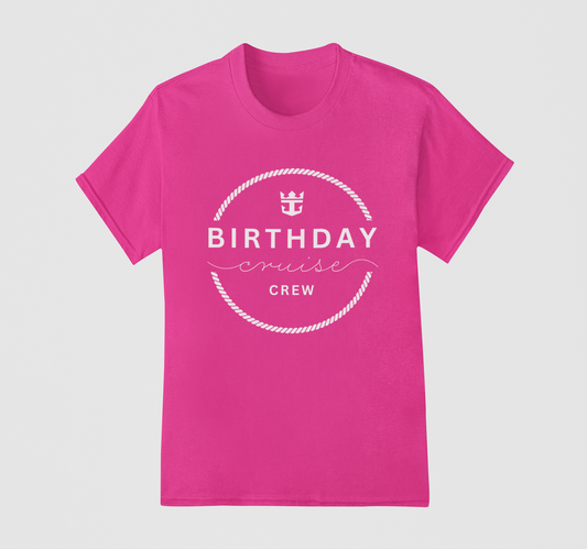 Birthday Cruise Crew T-Shirt in Heliconia