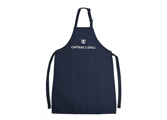 Captain of the Grill Apron With Crown & Anchor Logo in Navy Blue