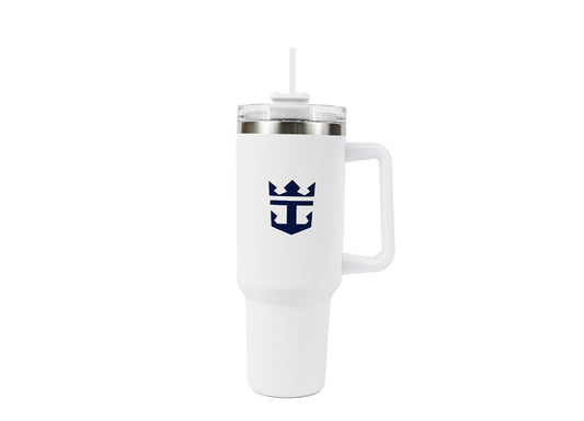 40 Oz. Intrepid Stainless Steel Tumbler with Crown & Anchor Logo in White